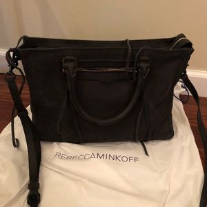 Rebecca Minkoff Regan tote in black suede leather